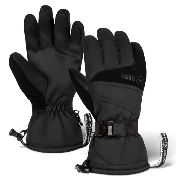 Ski & Snow Gloves - Waterproof Insulated Winter Snowboard Gloves for Skiing, Snowboarding fits Men & Women - Cold Weather Gloves w/ Wrist Leashes, Thermal Insulation & Synthetic Leather Palm