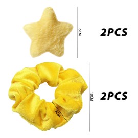 2 Pieces Hair Bobbles and 2 Pieces Hair Clips, Large Hair Ties Ponytail Holder Hair Fixing Elastic Hair Bands for Women and Girls (Yellow)