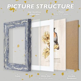 AAQ 5x7 Picture Frame of 3 Set- Picture Frames with Real High Denifition Glass,Farmhouse Picture Frames for Table or Wall Hanging