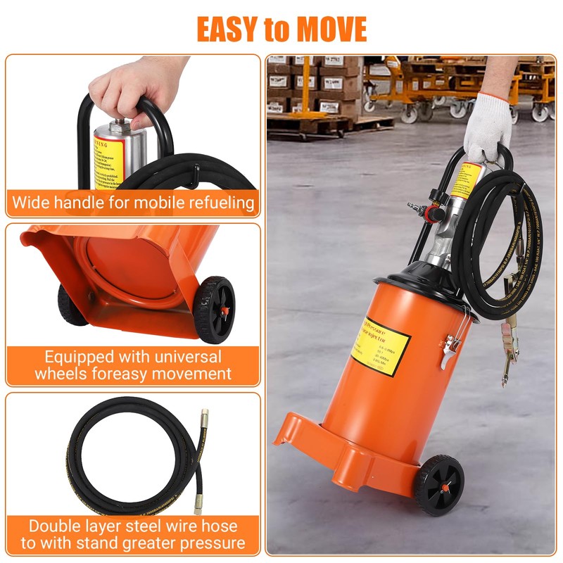 EcoExplorer 3 Gallon Grease Pump, Heavy Duty Bucket Grease Pump