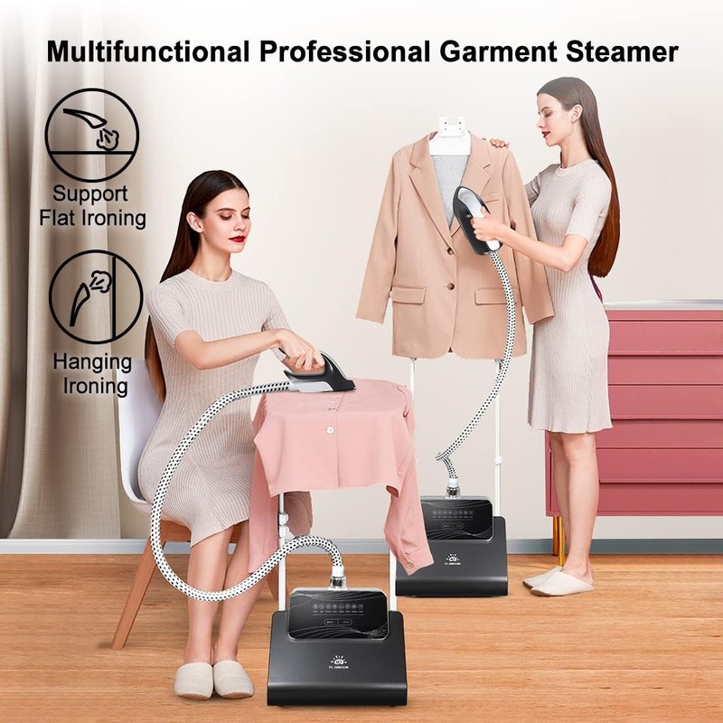1500W Standing Clothes Steamer with Adjustable Ironing Board, 90 Min