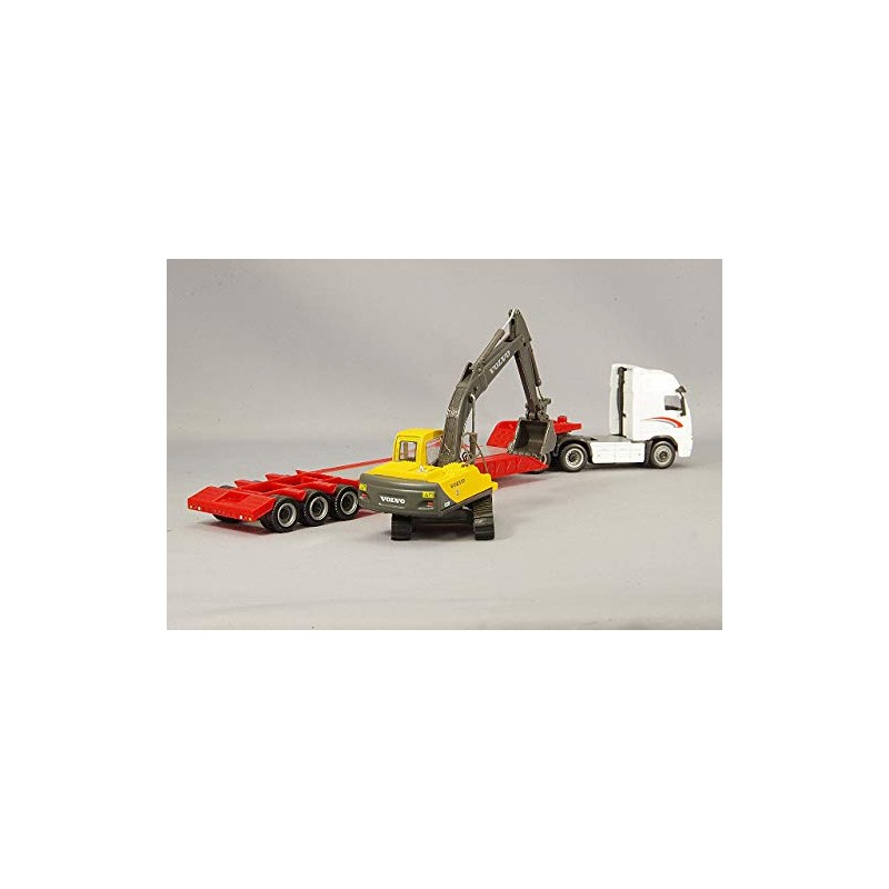 Cararama 185-002 Volvo FH12 Excavator Car, EC210, Loading 1/87 Scale