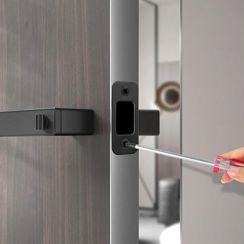 Deadbolt Strike Plate Black, 1" x 2-1/4" Round Corner Matte