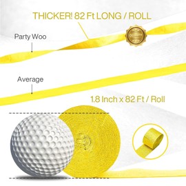 Crepe Paper Streamers 4 Rolls 328ft, Pack of Crepe Paper for Party Decorations, Wedding Decorations, Birthday Decorations, Baby Shower Decorations (1.8 Inch x 9.8 Inch/Roll) (yellow)