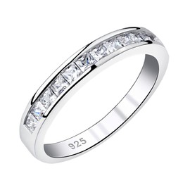 SHELOVES Stacking Eternity Rings for Women 925 Sterling Silver Wedding Rings Princess Cz Wedding Band Sz R
