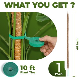 48'' Moss Pole - Monstera Plant Support - Bendable Plant Trellis Moss Pole for Plants Monstera - Moss Poles for Climbing Plants - Plant Sticks Support Plant Stakes for Indoor Plants Potted