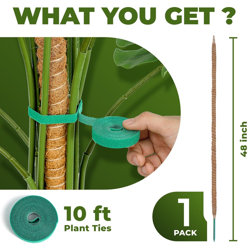 48'' Moss Pole - Monstera Plant Support - Bendable Plant