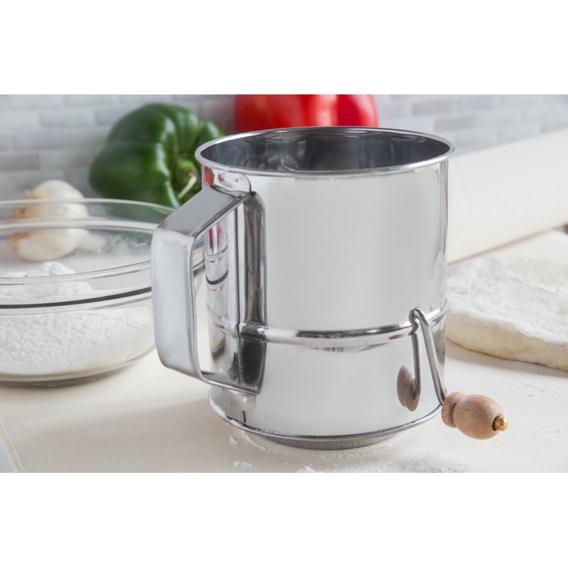 Fox Run Stainless Steel Flour Sifter, 3 Cup Capacity With