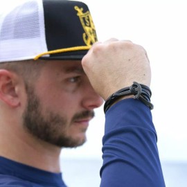 Armour SA BLACK WRAP BRACELET Anchor Charm Adjustable Durable Waterproof