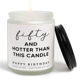 Funny 50th Birthday Gifts for Her, Happy 50th Birthday Lavender Scented Candle, 7oz Soy Wax, 50 Year Old Gifts for Women, Ideal for Fifty Mom Wife Aunt Boss Friend