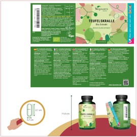 Organic Devil's Claw Capsules Vegavero®, 1,665 mg per daily dose, extract with 2.7% harpagoside, African devil's claw from South Africa, German production, no additives, 90 pieces