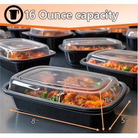 Mr Miracle Meal Prep Containers with Lids - 50 Pack, 16 Oz Take Out Containers With Lids - Leakproof, Microwave & Freezer Safe Disposable Food Containers for Meal Planning & Storage