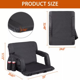 SEGAWE 25" Wide Stadium Seat for Bleachers Reclining Portable Stadium Chair w/Backrest - Black