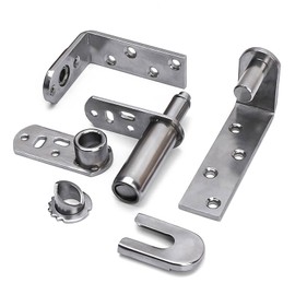 Stainless Steel Door Hinge Set, Self-Return Swinging Door Hinge, Two-Way Opening Hinge for Saloon/Cafe/Bar Door (Upper & Lower Hinge)