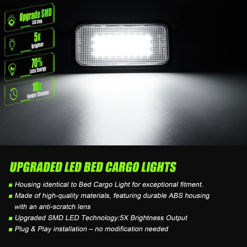ATLEDLT White LED Truck Bed Lights Compatible with Sierra/Silverado 1500