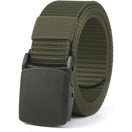 Belts Plastic Buckle Mens Nylon Belt Military Belt for men Web Belt Extended Size 50'' Fabric - Color: green