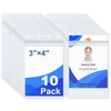 10 Pack Clear Vertical ID Badge Holder 3x4, Waterproof Heavy