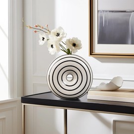 Konstéra Ceramic Large Donut Vase Hand Painted Glossy Finish Flower Vase,Unique Vase, Modern Vase, Unique Decor, Home Decor Living Room,Coffee Table Decor, Mid Century Modern Decor, Vases Home Decor