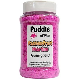 Pasionfruit Martini Foaming Salts - 500g - Dead Sea, Epsom & Himalayan Salt Blend - Muscle Soak - Cocktail Scent - Vegan Friendly - Puddle of Wax - Made in The UK