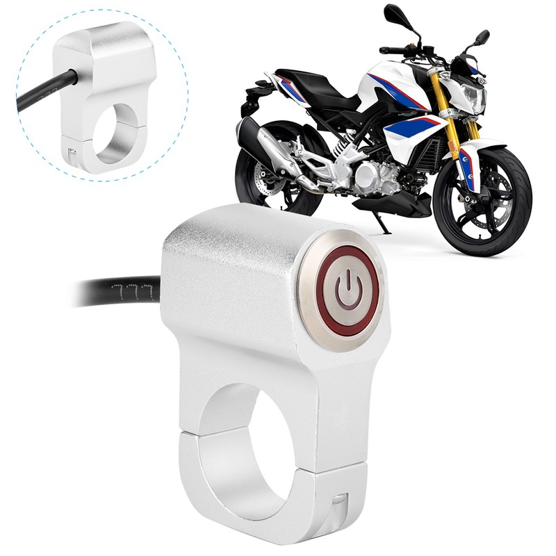 Handlebar Headlight Switch Aluminium Alloy with Red LED Indicator Light