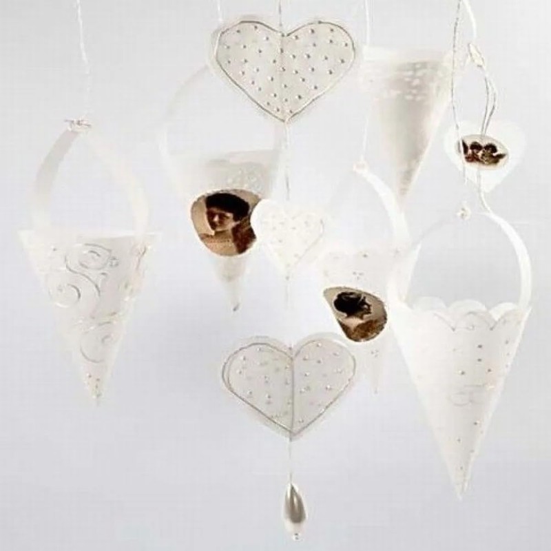 Creativ 20964 Deckchen, D: 10 cm, Herz, 30 Stück, weiß