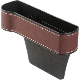 Organizador Y Relleno Para El Espacio Entre Los Asientos Del Coche, 2026 Premium PU Leather Auto Storage Box, Console Organizer with Cup Holders, Car Seat Side Pocket (Brown,Right)