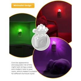 LOHAS Dinosaur Night Light for Boys, Kids Nightlight Plug in, Dusk-to-Dawn, Stegosaurus LED Night Lights Plug into Wall, RGB+Soft White 3000K, 3 Lighting Modes, Ideal for Nursery, Room Decor