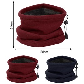 JSTHHTT Fleece Tube Scarf Neck Warmer Neckerchief Windproof Ski Mask Warm Multifunctional Scarf Men Winter Loop Scarf Men Tube Scarf for Running Cycling, Navy, Burgundy