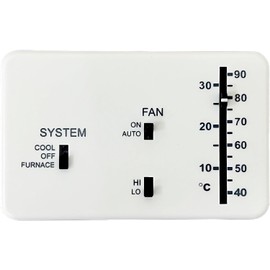 RV Thermostat, RV Analog Thermostat Replacement for Dometic (Cool Only/Furnace) 3106995.032, 12 VDC (White)