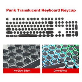 SOOTOP Steampunk Typewriter Keycaps Pudding Keycap Set Typewriter Caps for Backlit Mechanical Keyboard Round Key Cap 104 Keys with Keycap Puller (Black)