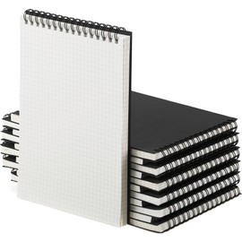 Engrowtic Graph Paper Spiral Notepad A5 Top Wirebound Notepad Grid Notebook Steno Pads Memo Notebook Grid Paper 140 Pages for Writing Sketching Drawing Office Supplies(Black,12 Pack)