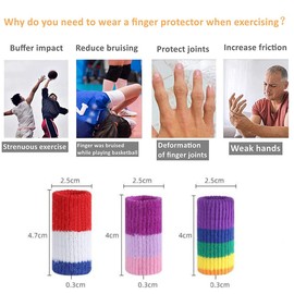 Finger Sleeves Protectors, 10 Pcs Finger Compression Sleeves Support Thumb Brace Finger Splint Sleeve, Elastic Sports Finger Sleeves for Trigger Finger, Knuckle, Arthritis, Basketball (Purple pink)