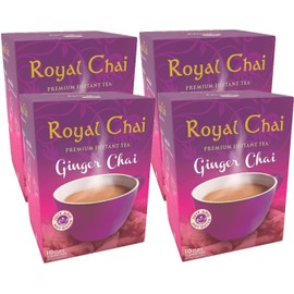 Royal Chai Ginger Unsweetened 180g (Pack of 4) – Premium Instant Tea – Ginger Tea – Natural – Instant Ginger Indian Tea