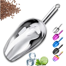 Tiametjw Metal Ice ScoopKitchen Ice Scooper for Ice Maker,Stainless Steel Small Ice Scooper for FreezerKitchen Gadgets Cookie Flour Pet Dog Food Scoop (Silver, 8 OZ)