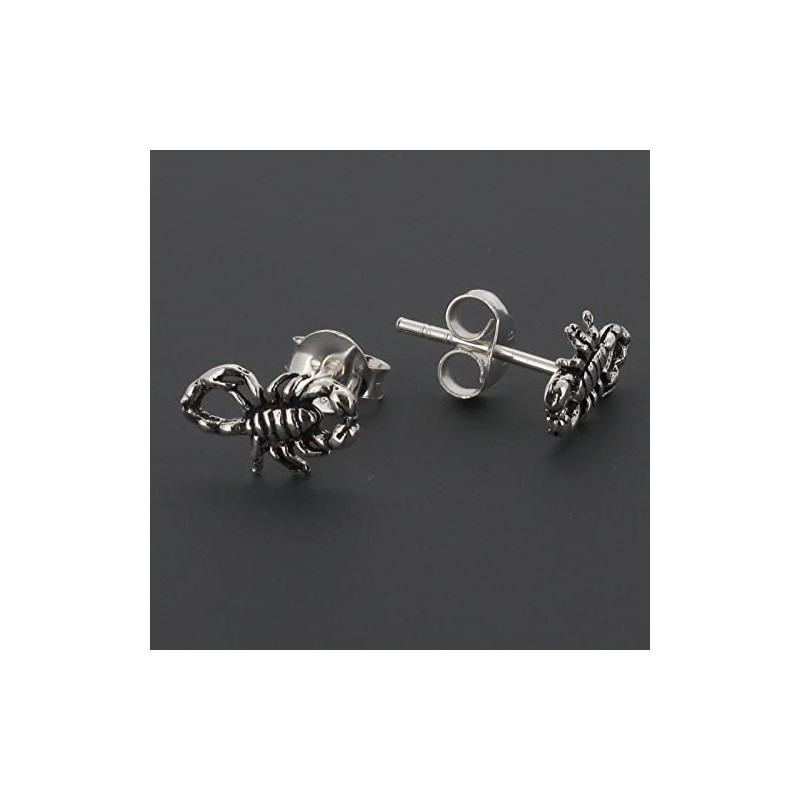Touch Jewellery 925 Sterling Silver Scorpion Stud Earrings with Oxidized