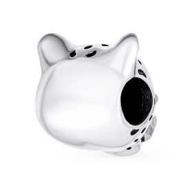 Face Jungle Zoo Fox Koala Panda Jaguar Panther Teddy Bear Charm Bead For Tween Women .925 Sterling Silver Fits European Bracelet, Pearl Sterling Silver Pearl, Cubic Zirconia