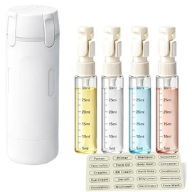 4 En 1 Juego De Botellas Dispensador De Viaje, Kit de Viaje Aseo Personal Mujer, Frasco Dosificador para Champú, Gel de Baño y Desmaquillante, Portáti