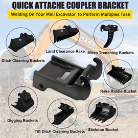 ONECHOI X-Change Coupler Bracket, Bobcat Quick Attach Mini excavator Bucket Mount Attachment, Black-Coating Steel w/Precise Metal Craft, Compatible with Bobcat E Series Models