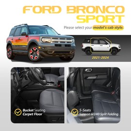 PWY Floor Mats for 2021-2025 Ford Bronco Sport，TPE All Weather Protection Floor Mats Full Set，Custom Fit for Ford Bronco Sport Floor Liners,Heavy Duty Car Mats,1st&2nd Row