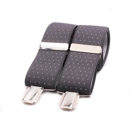 El mono con pajarita Handmade Suspenders for Men. Men's Braces with 3 Extra Strong Clips. Original, Stylish and Durable Elastic Braces for Men., Micro grey / white