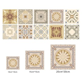 20PCS Tile Stickers, 4x4 Inch Peel and Stick Tile Stickers, Retro Style Removable Waterproof Walls Stickers, Tile Wallpaper for Kitchen Bathroom Backsplash Wall Furniture Staircase (007, 4x4in)