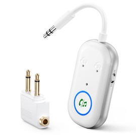 2025 New Bluetooth 5.3 Transmitter Receiver, [2 in 1] Airplane Bluetooth Adapter, Compatible with 2 AirPods or Wireless Headphones, 3.5mm AUX Jack Wireless Audio Transmitter for TV, Home Stereo, Car