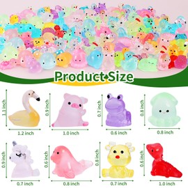 150Pcs Luminous Mini Resin Animals Mini Figures to Hide Mini Ducks and Animals Glow in The Dark for Miniature Fairy Garden Accessories Micro Landscape Aquarium Potted Decoration and Dollhouse Decor