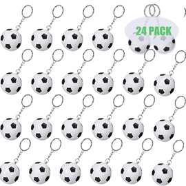 24 Piezas Llaveros de Fútbol, Llaveros de Pelota de Estrés, Llaveros de Balón Deportivos, Mini Pelotas Antiestrés de Fútbol, Juguete de Llaveros de Balón de Fútbol y Baloncesto Como Recuerdo de Fiesta