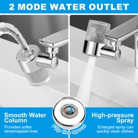 BREADEEP Sink Water Filter Faucet, 720 ° Rotating Kitchen Faucet Water Purifier, Bathroom Faucet Filter Removes Chlorine Fluoride Heavy Metals Hard Water for Home, Kitchen & Bathroom