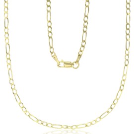 14K Yellow Gold Solid 2.50mm Figaro Chain with Lobster Claw Clasp | 7" Bracelet | Italian Gold Bracelets | Gold Figaro Chain Bracelets for Men and Women
