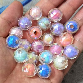 Qingxii Decorr Mixed Lots Shiny AB Color Acrylic Faceted Bead DIY Beading Hairband Bracelets Necklace Craft Embelishment (Mixed Colors-1)