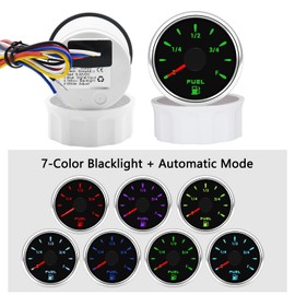 KAOLALI Marine Fuel Gauge Sending Unit 240-33 ohms 6"(150mm for Boat Fuel Sender Stainless Steel and Digital Fuel Water Gauge with Backlight for Universal Vehicle Truck
