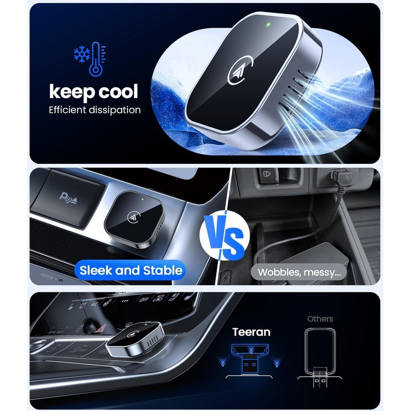 Teeran 2 in 1 Wireless CarPlay and Android Auto Adapter,