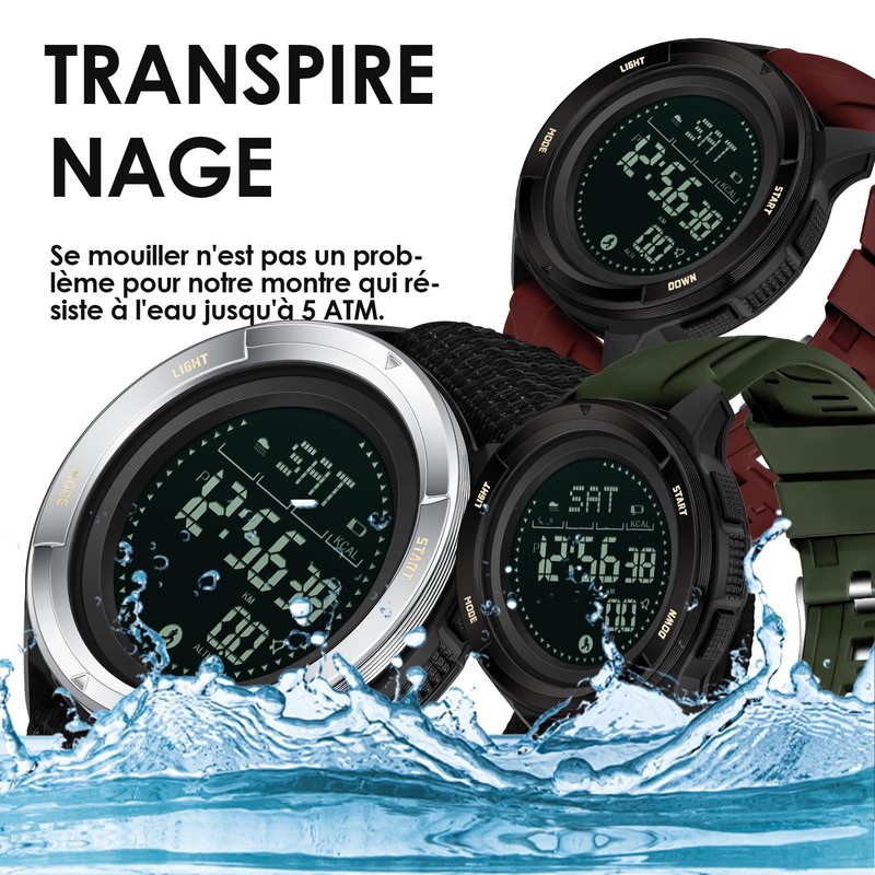 Sports Watch for Men Nylon Strap Hiking Watch Metronome Compass